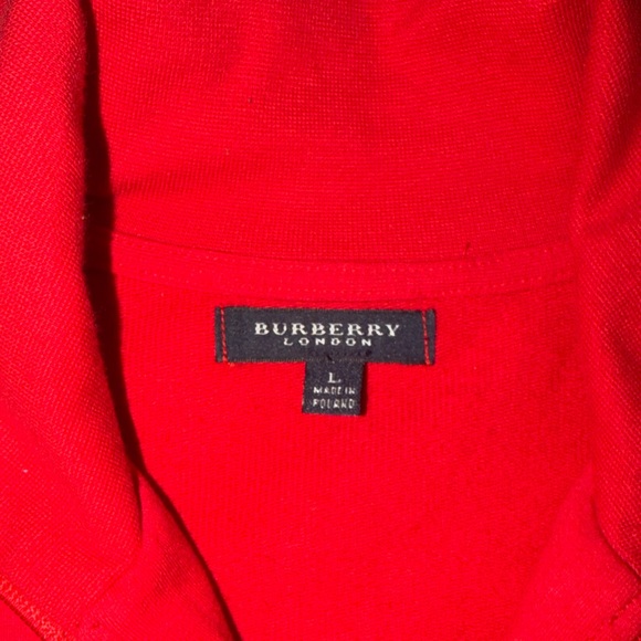 NWOT Burberry London Red Full-Zip Collared Jacket Sweater - L - Picture 2 of 5